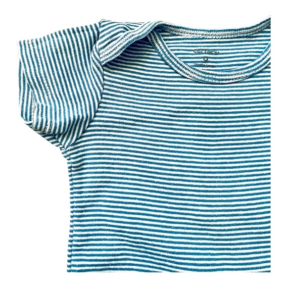 Carter’s casual one piece Boys 9 Months stripped white blue snaps cotton - Picture 7 of 9